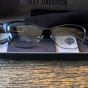 Harley-Davidson Men's Black Stainless Steel Eyeglass Frame